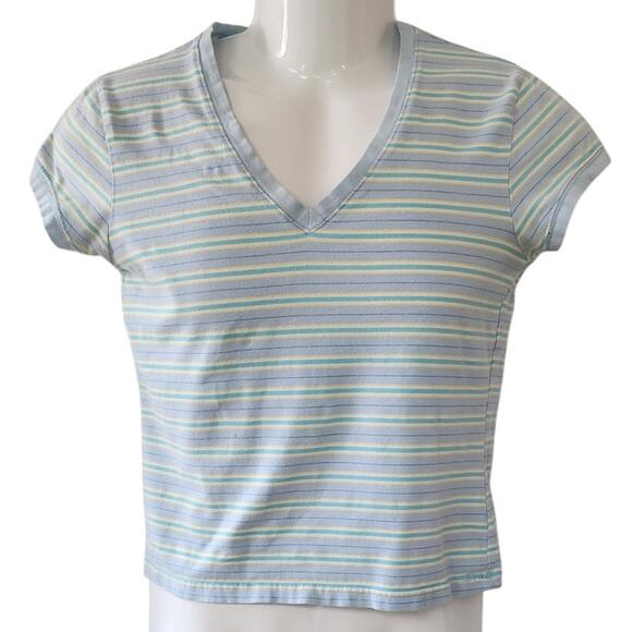 No Boundaries Lgt Blue, White ,Yellow and Teal Short Sleeve T shirt Jr. Size 7-9 - Picture 1 of 8